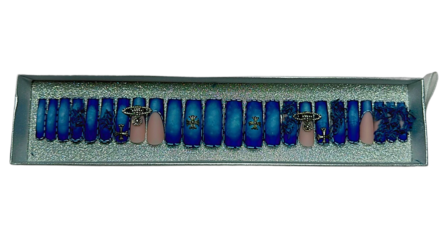 Blue Denim Nails