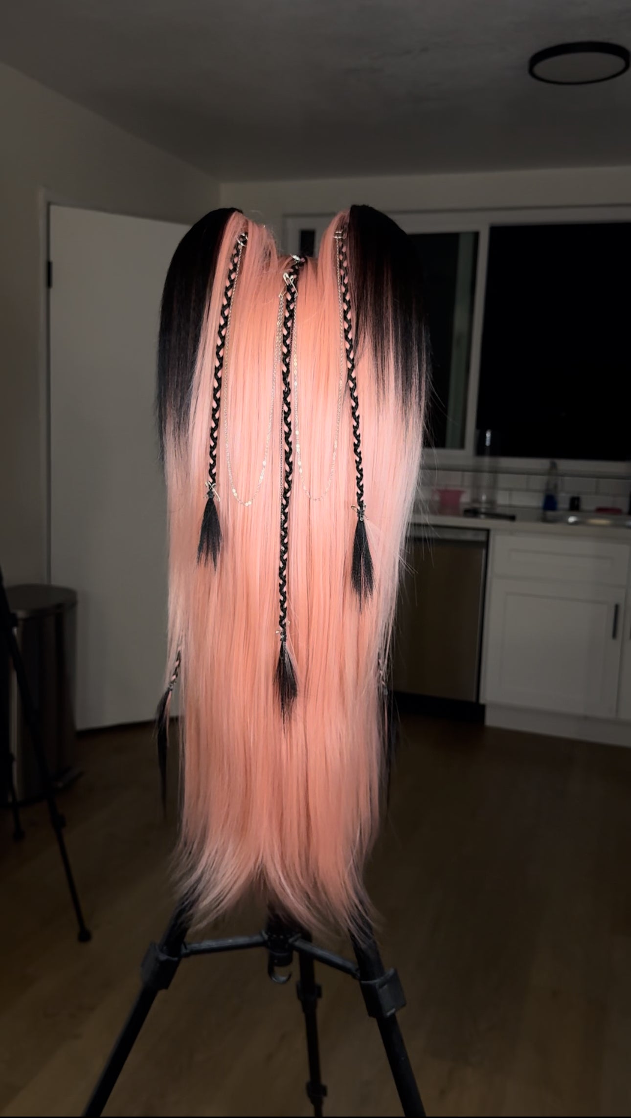 Embellished Black&Pink Pigtails