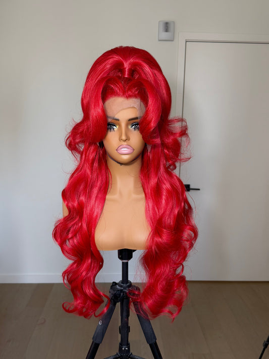 Red Half Up w/ Bangs