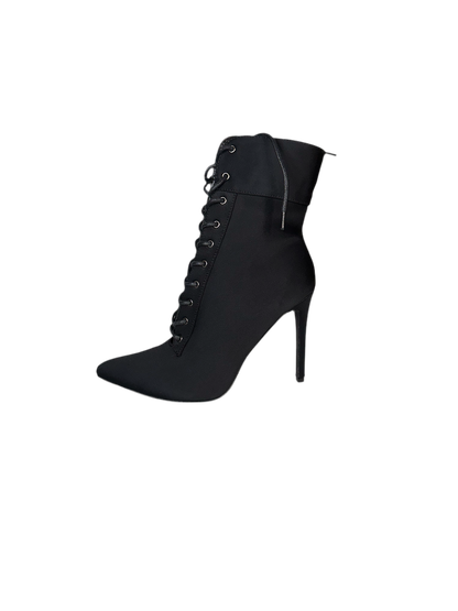 Laced Black Close Toe Ankle Boots