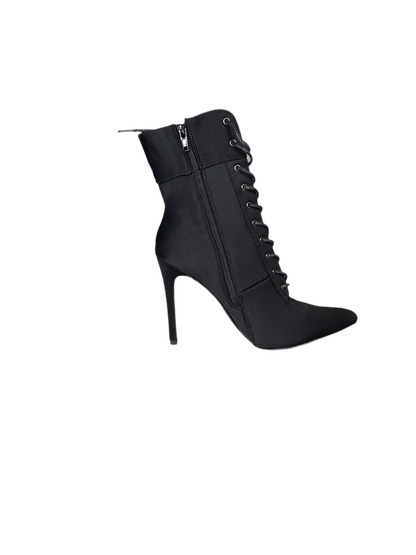 Laced Black Close Toe Ankle Boots