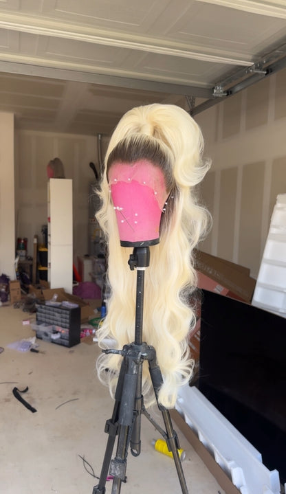 Rooted Platinum Half Up