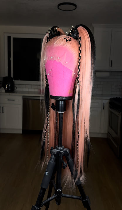 Embellished Black&Pink Pigtails