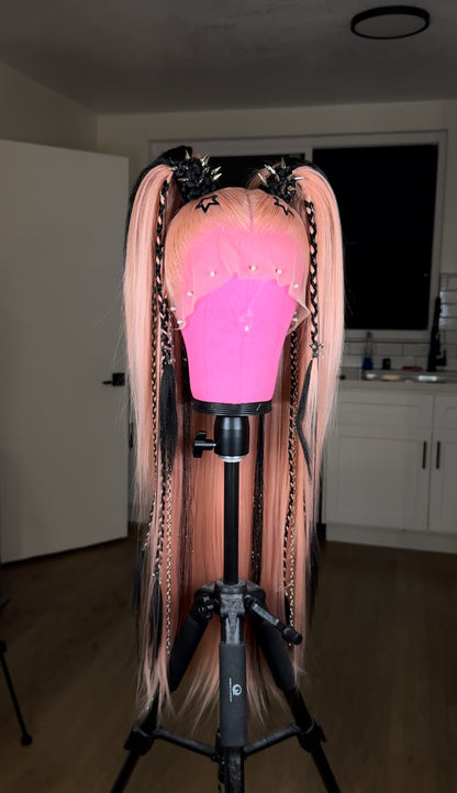 Embellished Black&Pink Pigtails