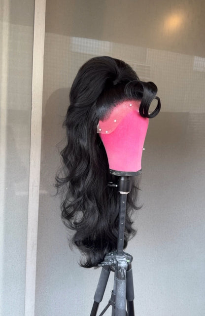 Black Half Up w/ Swirl Bang